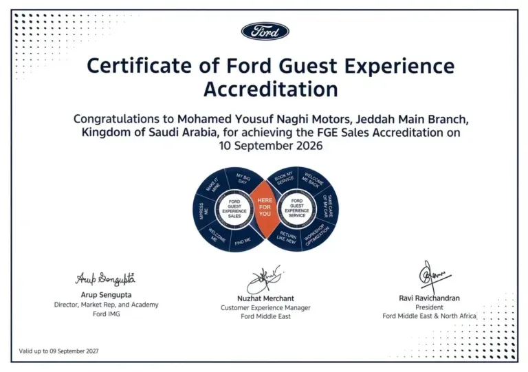 Mohamed Yousuf Naghi Motors Achieves Ford Guest Experience Certification, Setting New Benchmark for Customer Excellence in Saudi Arabia
